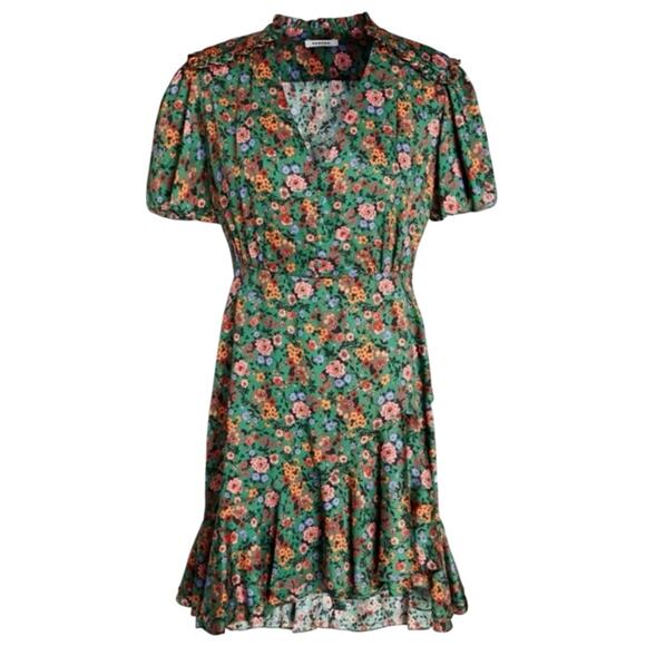NWT Sandro Marta Floral-Print Twill Mini Dress - Picture 1 of 8